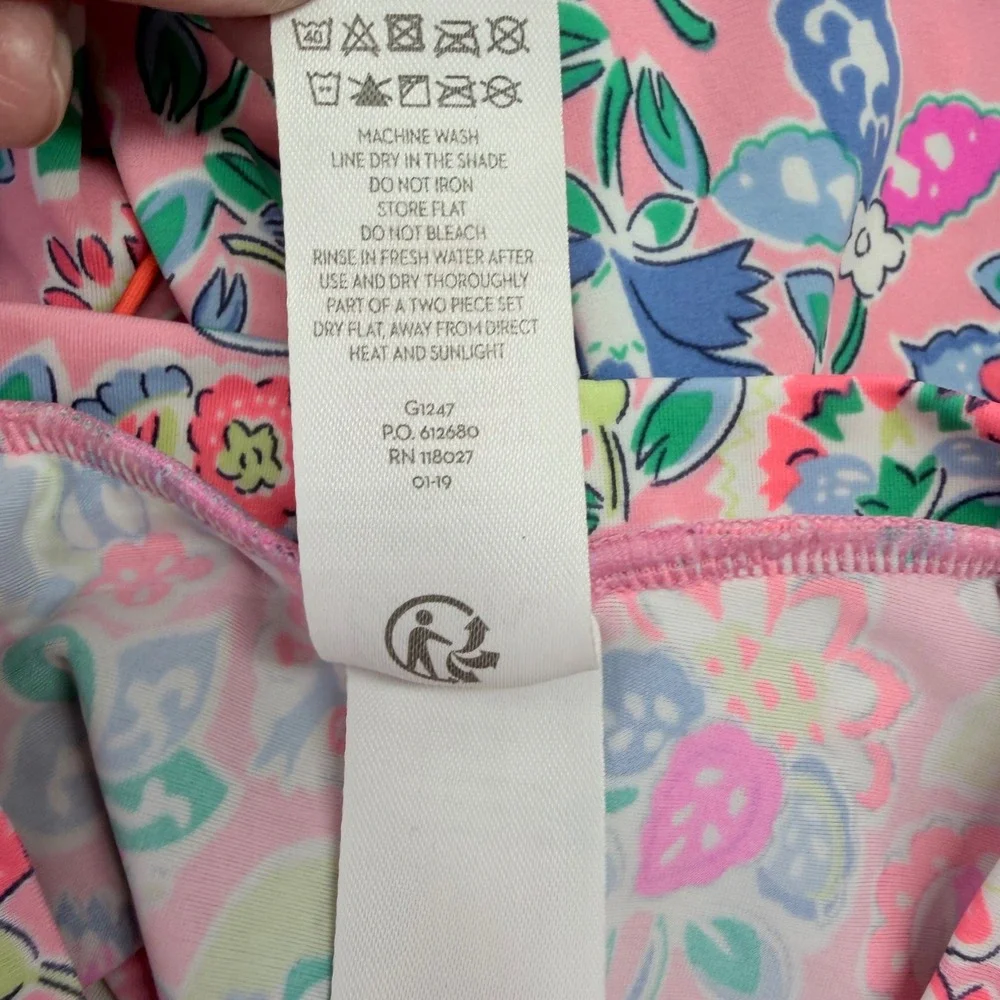 Boden Rash Guard Swim Top Girls 11-12Y Pink‎ Floral Long Sleeve Sun Protection